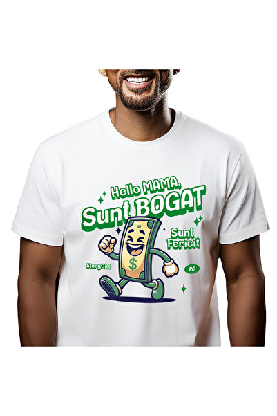 StoryGift Romania Tricou Barbati cu Bancnota Vesela Mergand, Dolar, Bani, Ave...