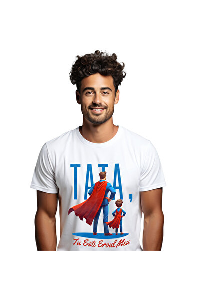 StoryGift Romania Tricou Barbati cu Tata Si Fiu Copii Familie Costu Super erou Desene Animate, Dra,White_S