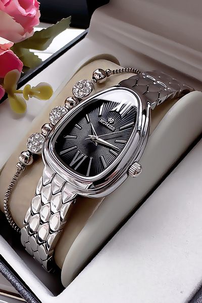 Homies Special Boxed Snake Model Women Wristwatch Waterproof Silver Color Steel Band + Bracelet Hmby2059C5
