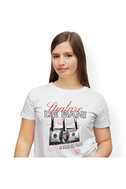 StoryGift Romania Tricou Femei cu Bancnota 100 Dolari Prinsa In Carlige De Ru...