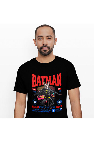 StoryGift Romania Tricou Barbati cu Pisica Cu Sapca si Minge De Baseball Supe...