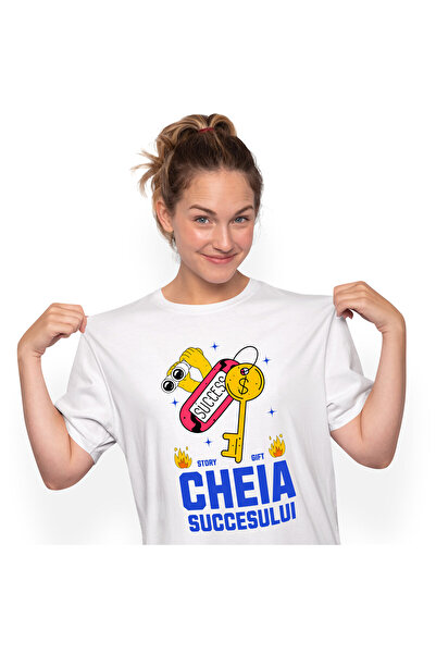 StoryGift Romania Tricou Femei cu Cheie De Aur Cheia Succesului Flacari Foc M...