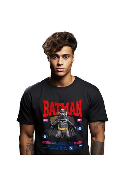 StoryGift Romania Men's T-Shirt with Cat Tiger Style Gym Dumbbell Superheroes Characters Motivation,Black_S