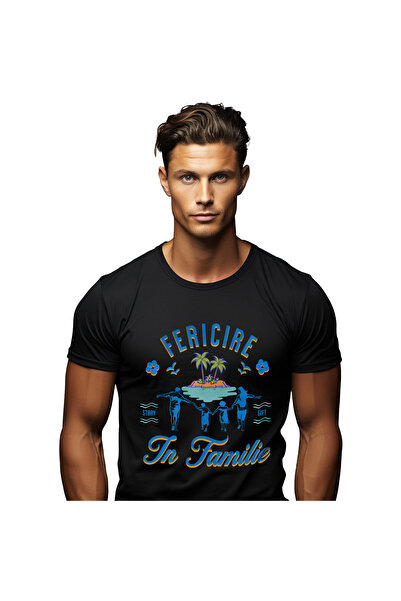 StoryGift Romania Tricou Barbati cu Portret Familie Insula tropicala, Natura,...