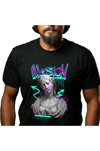 StoryGift Romania Tricou Barbati cu Statuie Greceasca Stil Graffiti Urban Ill...