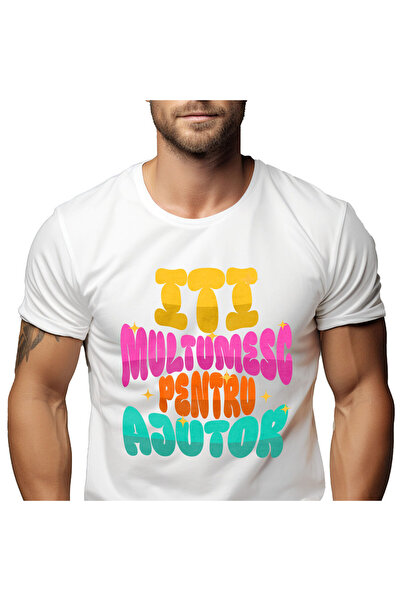 StoryGift Romania Tricou Barbati cu Mesaj Colorat Cu Stele Stralucitoare Mult...
