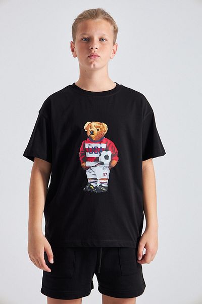 The Champ Clothing Teddy Bear εμπριμέ 100% βαμβακερό ανδρικό μπλουζάκι Oversize για παιδιά