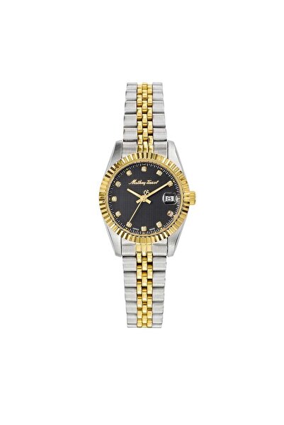 Mathey-Tissot Kadın Gümüş-Altın Çelik Kasa Yuvarlak Kadran Metal Kordonlu Kol...