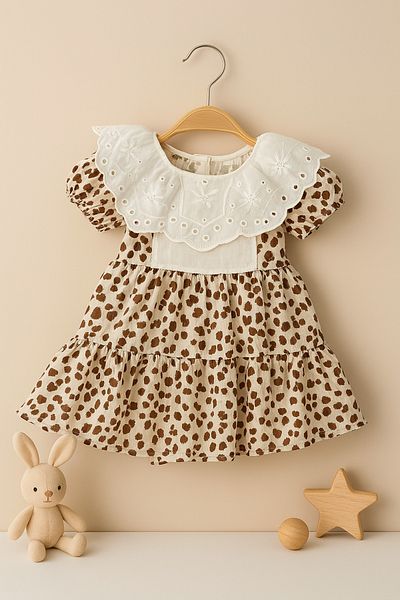 my pingy Girl's Patterned Ruffled Baby Collar Dress