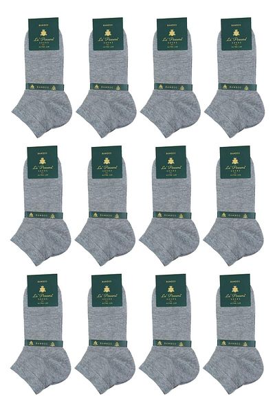 La Pescara Gray Plain Ultra Luxury 12 Pack Bamboo Men's Half Socks Crp338