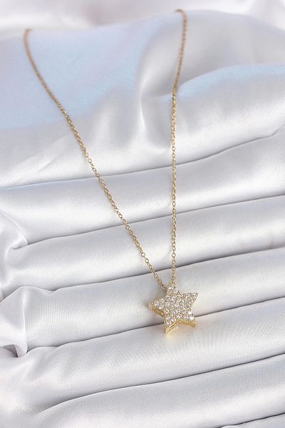 Clariss 316L Steel Gold Color Chain Zircon Stone Star Model Women's Necklace