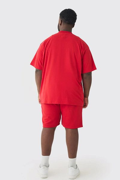 KAWEAR Red Combed Cotton Oversize Unisex T-Shirt