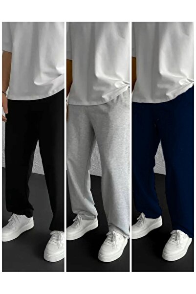 THE WHITE Pantaloni de trening largi, cu picior drept, pentru bărbați, pachet...