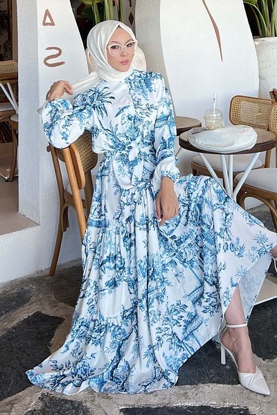 benguen Φόρεμα Hijab με σχέδιο Navy Blue 506