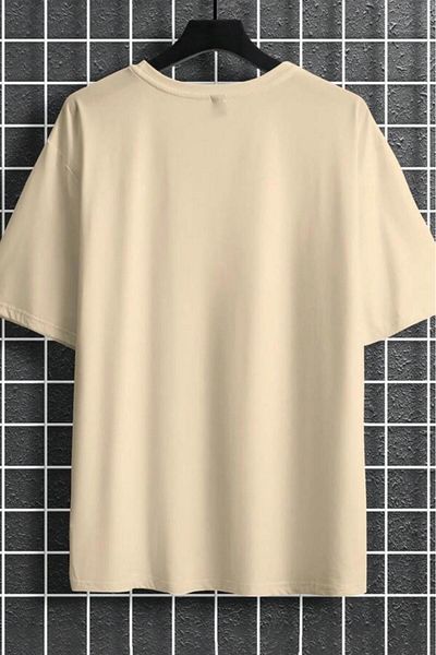 NO 601 Ανδρικό μπλουζάκι μπεζ NY Palm Printed Oversize