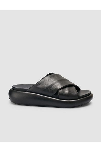 Cabani 100% Genuine Leather Black Women's Slippers