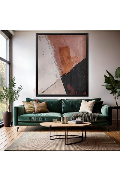Artarilion Vopsea în ulei cu tematică abstractă Aspect Perie Bumps MDF Modern Salon Pictură murală cu cadru din lemn