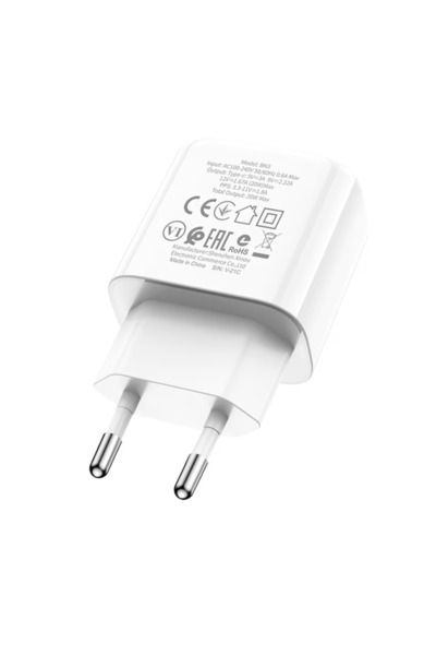 Borofone BN3 Premium USB-C Mains Charger, Quick Charge, 20W, 1 X USB Type-C - White