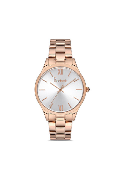 Freelook Rose Gold White Women's Watch - Steel Case, Round Dial, Metal Band, ...