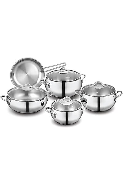 KORKMAZ Korkmaz Tombik 9-Piece 18/10 Turkish Steel Cookware Set A1800