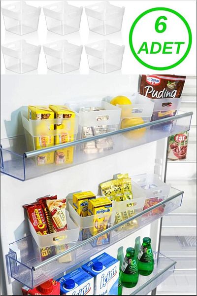 MİHEL 6 Pieces Refrigerator Door Organizer, Bathroom and Drawer Organizer 10X10X10 cm