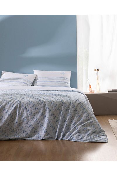 Madame Coco Squirre Doppel-Bettbezug-Set, 100 % Baumwolle, Ranforce, bedruckt, Blau