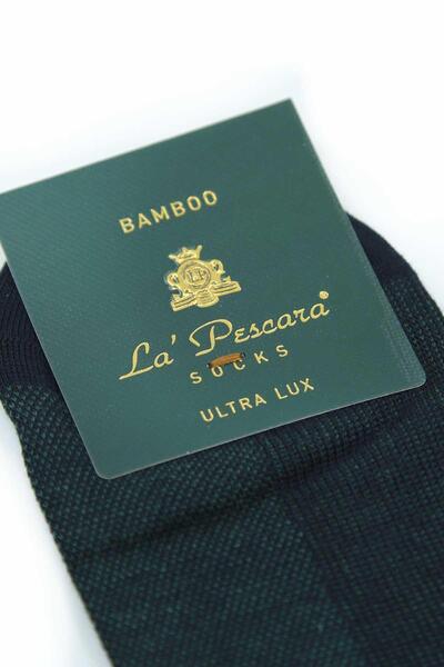 La Pescara Green - Navy Blue Ultra Luxury Bamboo Single Half Men's Socks Crp395