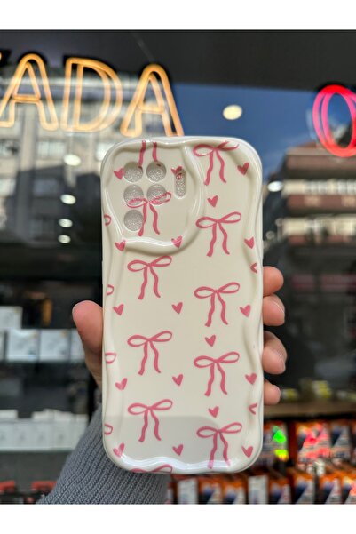 OVADA OPPO A94/ RENO 5 LITE Uyumlu Kamera Korumalı Dalgalı Kenarlı Kalp ve Kurdele Baskılı Silikon Kılıf