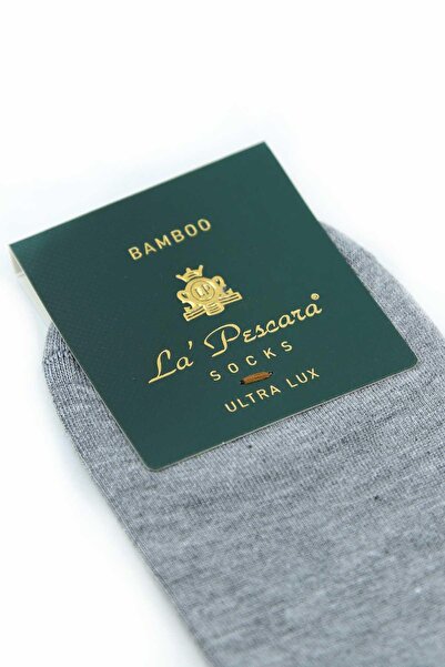 La Pescara Gray Plain Ultra Luxury 6-Piece Bamboo Men's Half Socks Crp337