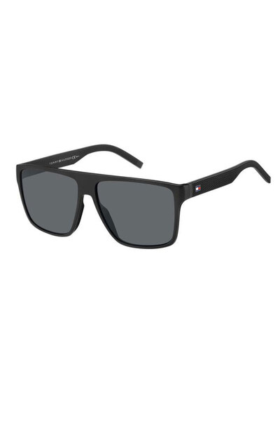 Tommy Hilfiger Men's Black-Smoked Organic (Uv) Glass Bone Closed Frame Rectan...