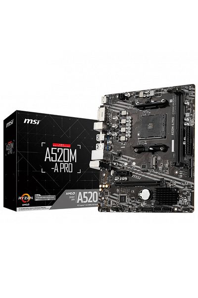 MSI A520m-a Pro Amd A520 Socket Am4 Ddr4 4600(OC)mhz Matx Gaming Motherboard