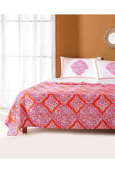 Madame Coco Carel King Size Kardiertes Bedrucktes Piqué-Set - Orange