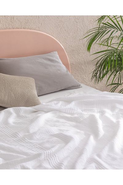 Madame Coco Lucille Tagesdecke, Kingsize, 100 % Baumwolle, Weiß