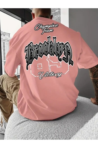 LAND MODA Ανδρικό μπλουζάκι μόδας με μοτίβο γραμμάτων και αριθμών, άνετο, φαρ...