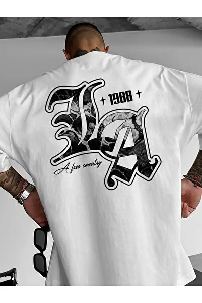 LAND MODA Ανδρικό μπλουζάκι 1988 με γραφική στάμπα - "A Country of Freedom" Σ...