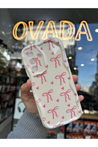 OVADA SAMSUNG GALAXY A56 Uyumlu Kamera Korumalı Dalgalı Kenarlı Kalp ve Kurde...