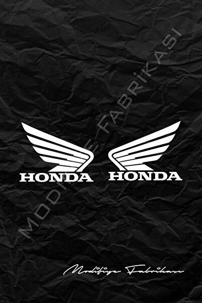 Modifiye Fabrikası Honda Kanat Sticker Folyo - Beyaz - 15 X 12 cm | 2'li Set |
