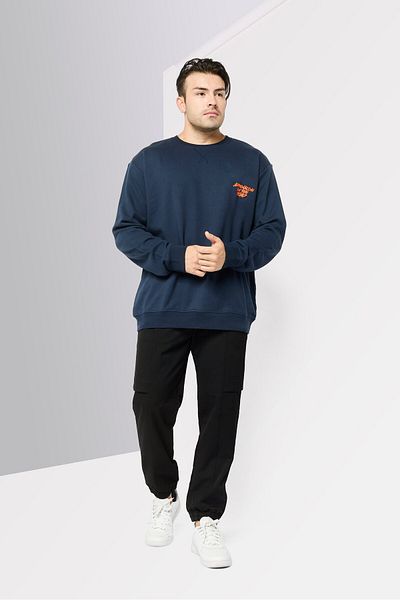 Lamborghini Men Crew Neck Graphic Print Long Sleeves Sweatshirt, Black