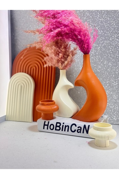 BLANJ Heart Vase 2'Li Fiji Tealight Candle Holder Large-Small Rainbow Presentation Dish 6-Piece Luxury Exclusive Set