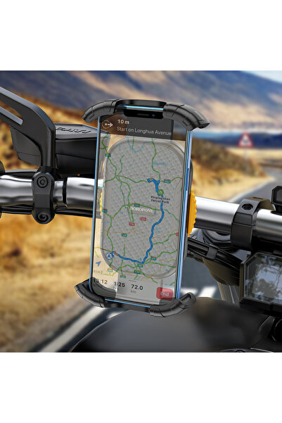 Borofone Suport universal pentru telefon, pentru bicicletă, motocicletă, scuter și ghidon de scuter (125-175 mm), negru