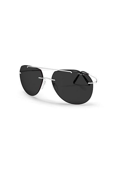 Silhouette Men's Black Organic Polarized (Uv) Glass Titanium Facet (Rimless) Design Sunglasses 8744 75 731