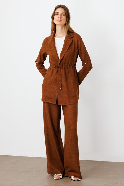 Moda İlgi Кавовий колір подвійна туніка - Modailgi, вишивка на спині