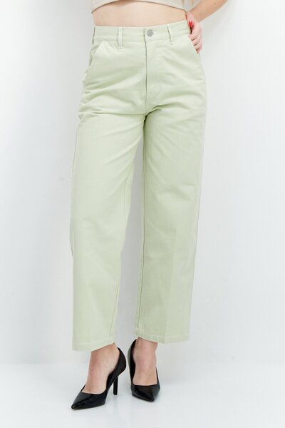 Obey Women Regular Fit Plain Cargo Pants, Light Green