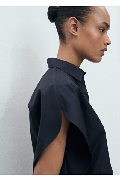 MANGO Woman Kısa kollu oversize gömlek