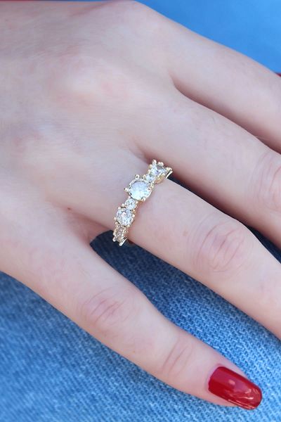 Clariss Gold Color Zircon Stone Women's Ring