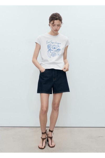 MANGO Woman Tricou din bumbac cu model barca