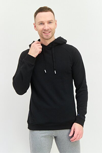 Kenneth Cole Men Active Hooded Solid Long Sleeves Sweatshirt, Black