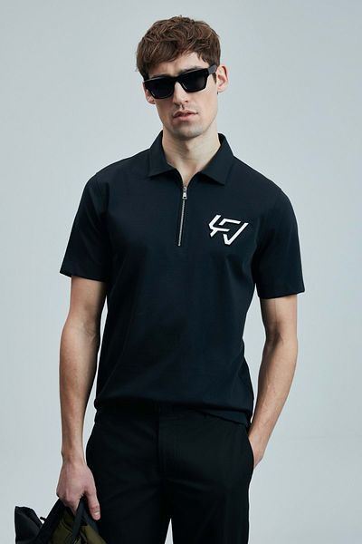 Lufian 111040224 Slash Smart Polo Neck T-shirt Ανδρικό T-shirt Μαύρο
