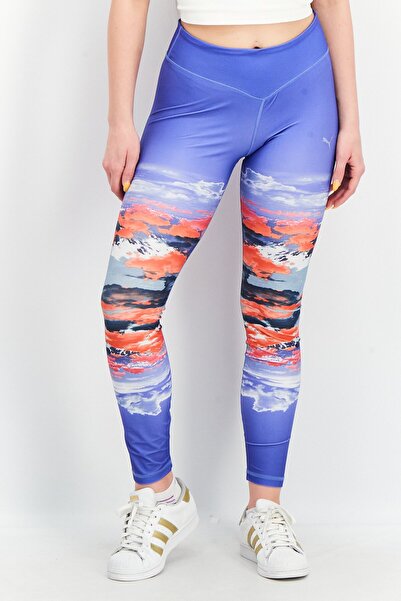 Puma جوارب نسائية مطبوعة بالكامل، مجموعة باللون الأزرق