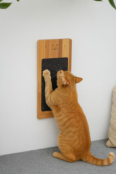 ESLENTA Black Wood - Natural Cat Scratching Board Mounted Solid Wall